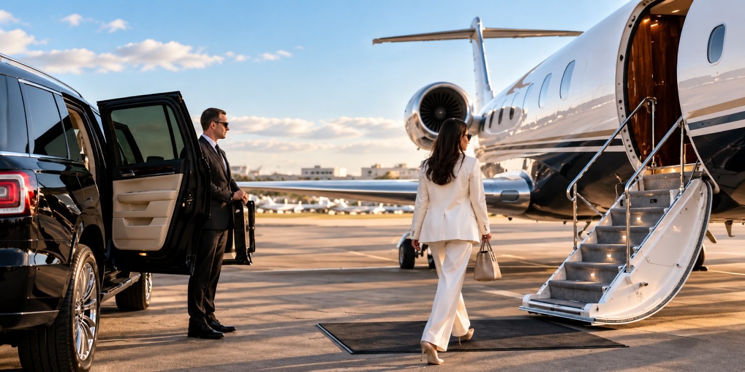 Golden-Hour Private Jet Departure
