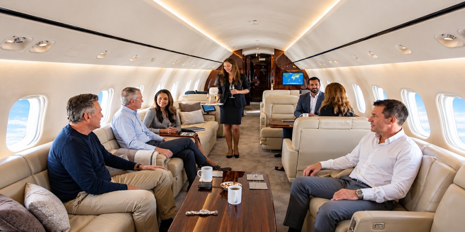 Luxury Private Jet Networking Lounge